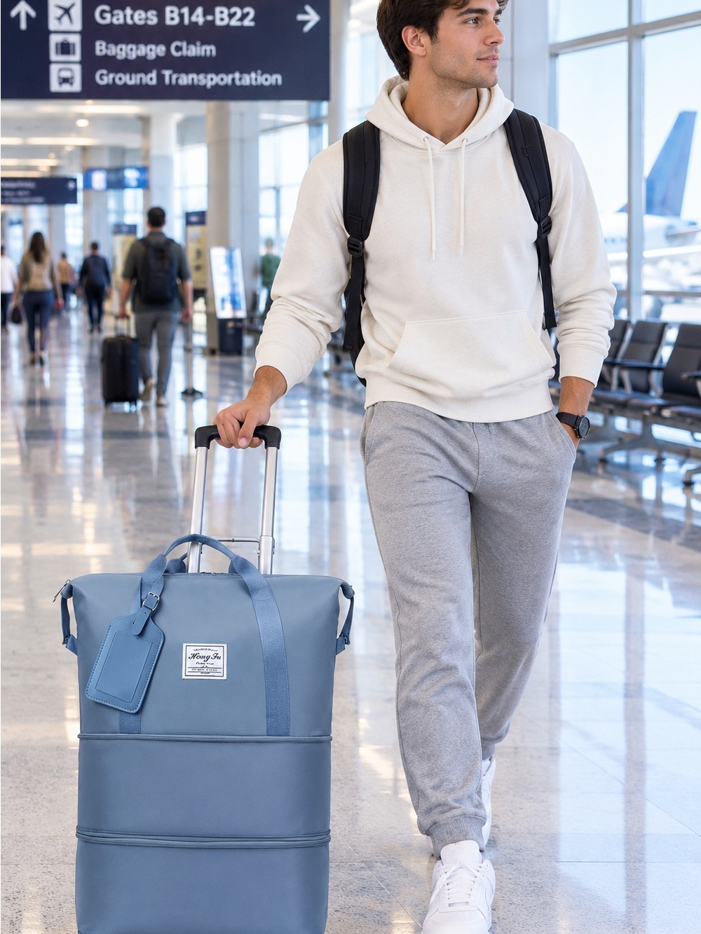 Blue Versatile 3-1 Sizes Multipurpose Strong Oxford Material Duffle Bag